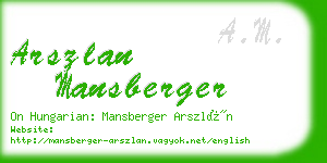 arszlan mansberger business card